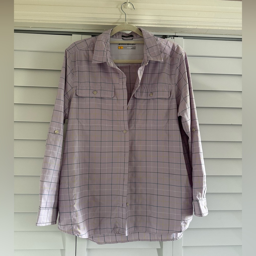 Eddie Bauer Lavender Plaid Button-Down Shirt